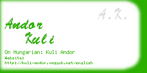 andor kuli business card